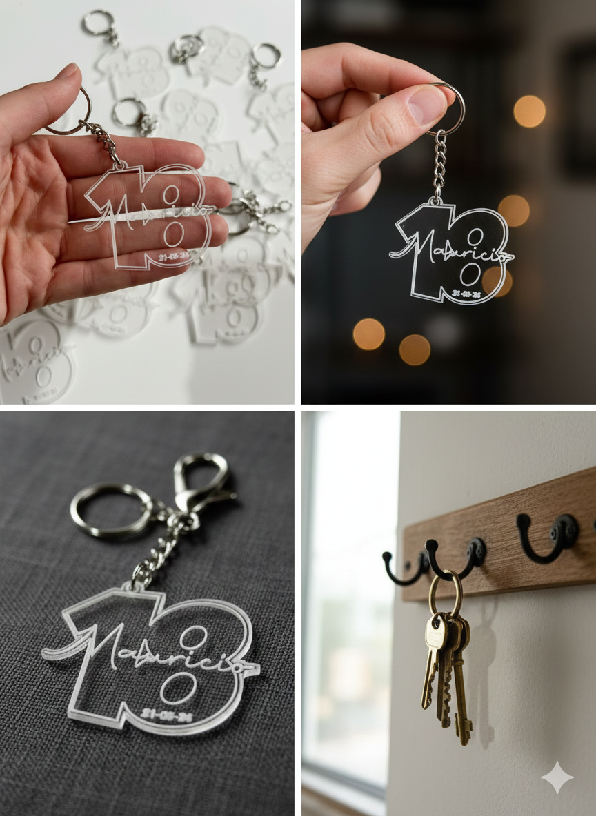 D4 Pesonalised Acrylic 3d Key Ring