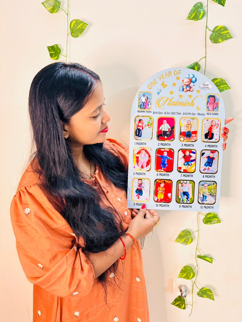 First Year Milestone Wall Hanging Baby Frame