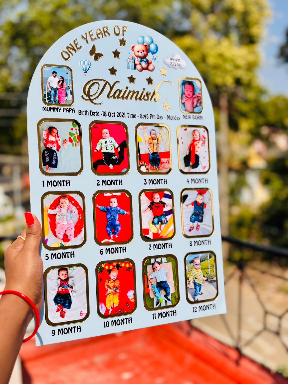 First Year Milestone Wall Hanging Baby Frame