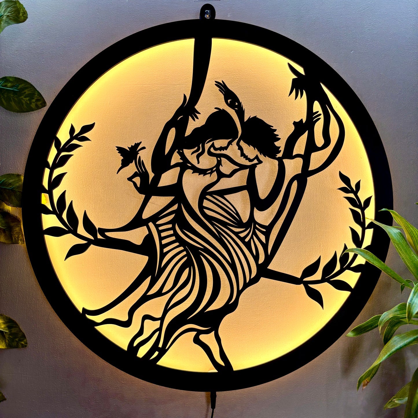 Radhe Krishna LED Wall Decor Light – Illuminate Your Space with Divine Love