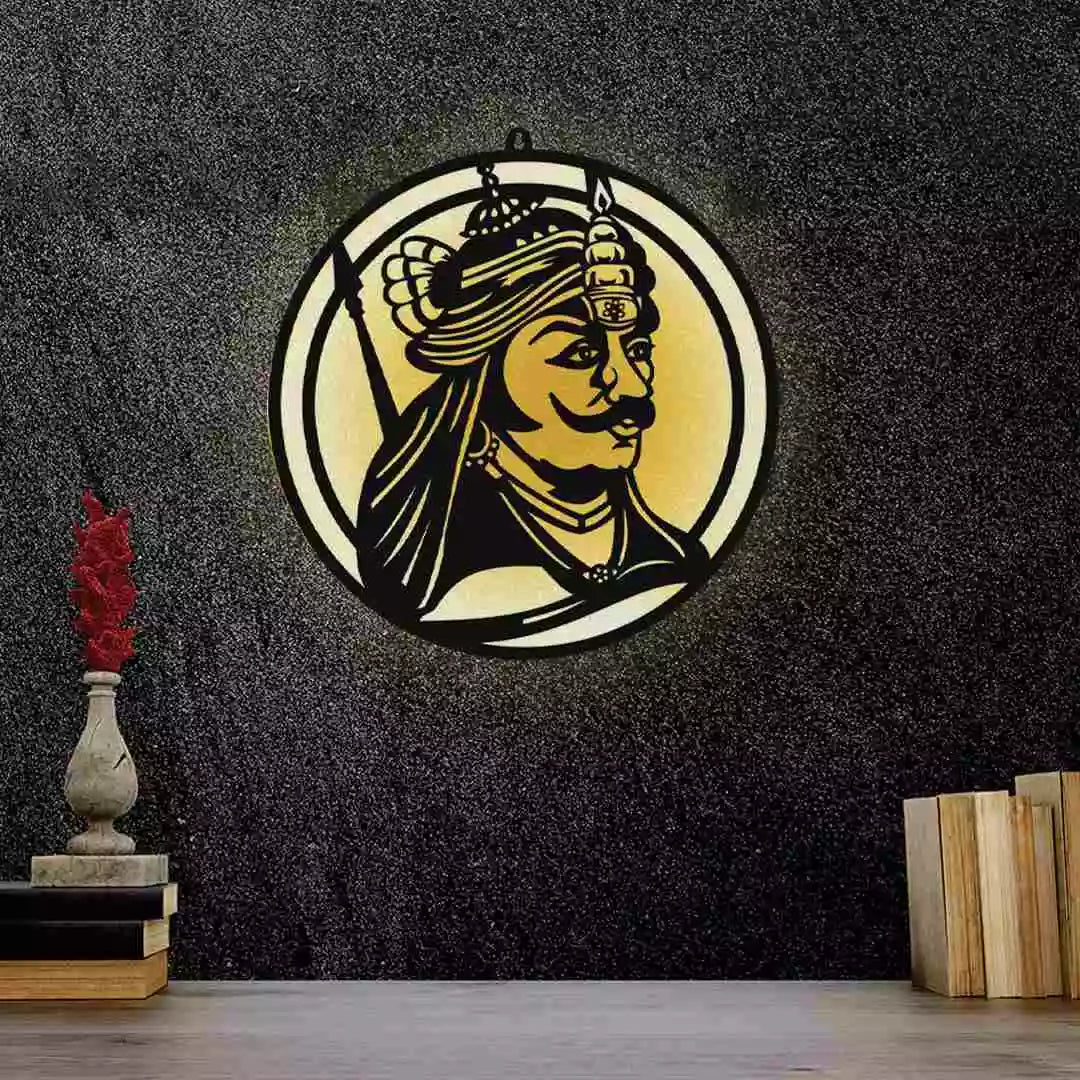 Maharana Pratap LED Wall Decor Light – A Glowing Tribute to Rajput Valor