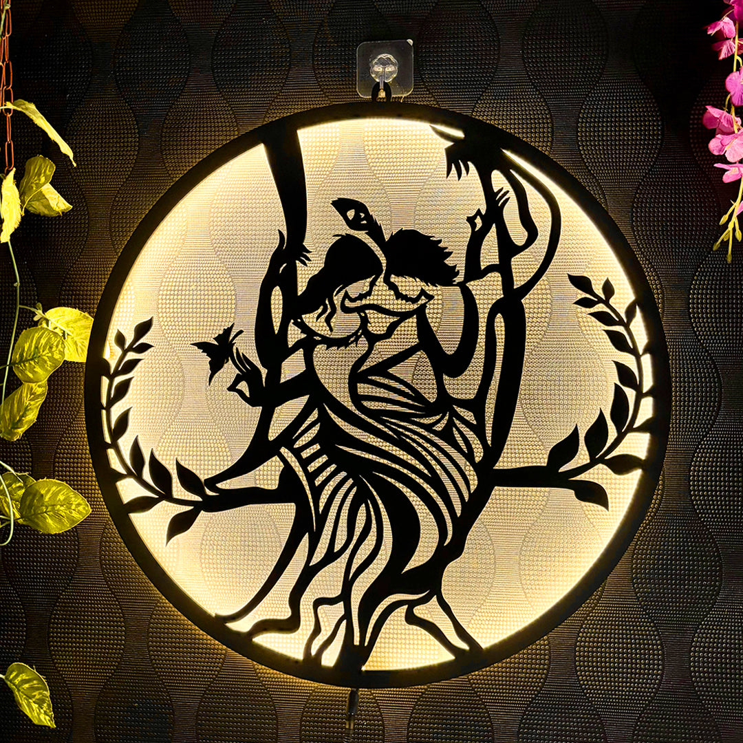 Radhe Krishna LED Wall Decor Light – Illuminate Your Space with Divine Love