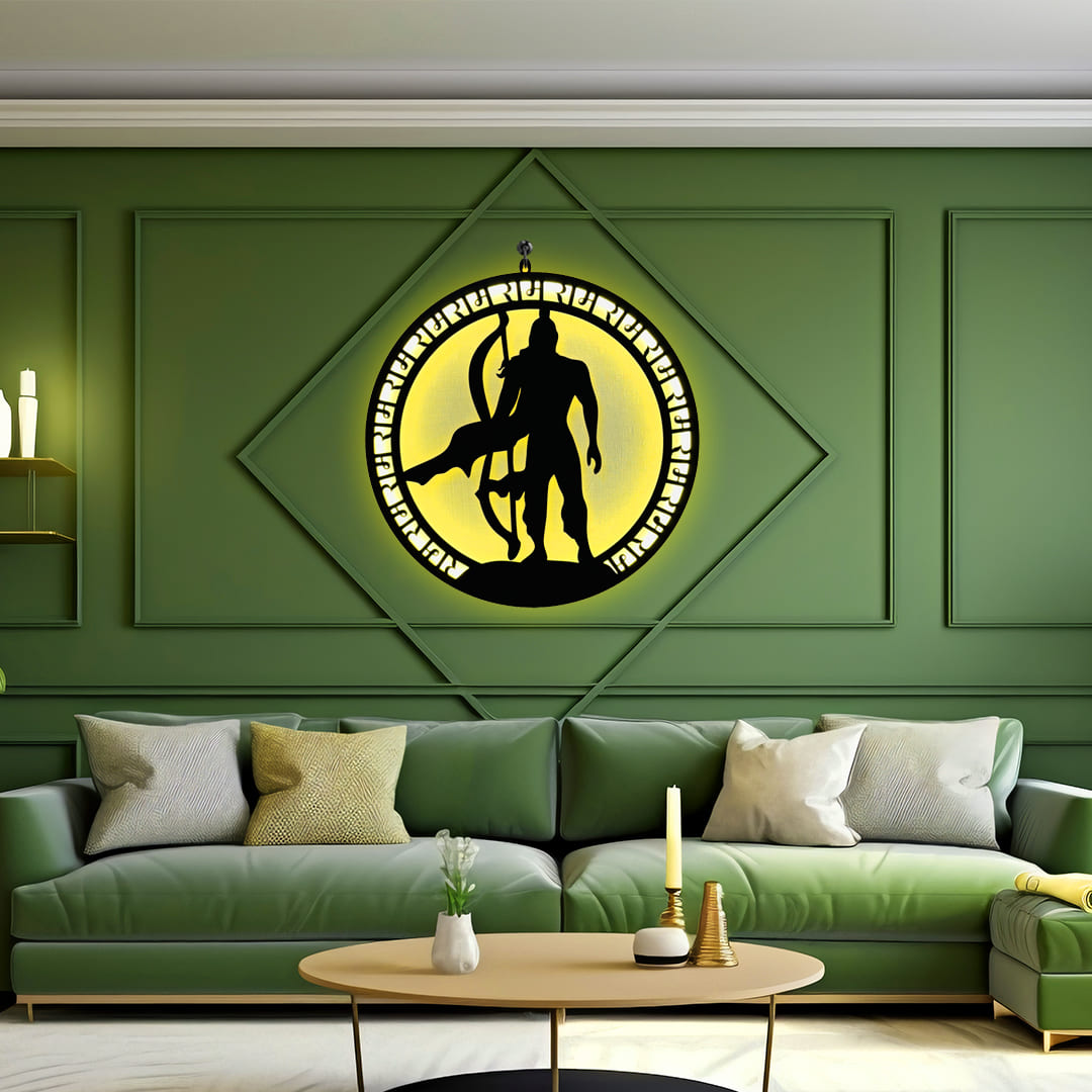 Lord Ram LED Wall Decor Light (Standing Pose) – Embodying Dharma & Divine Grace