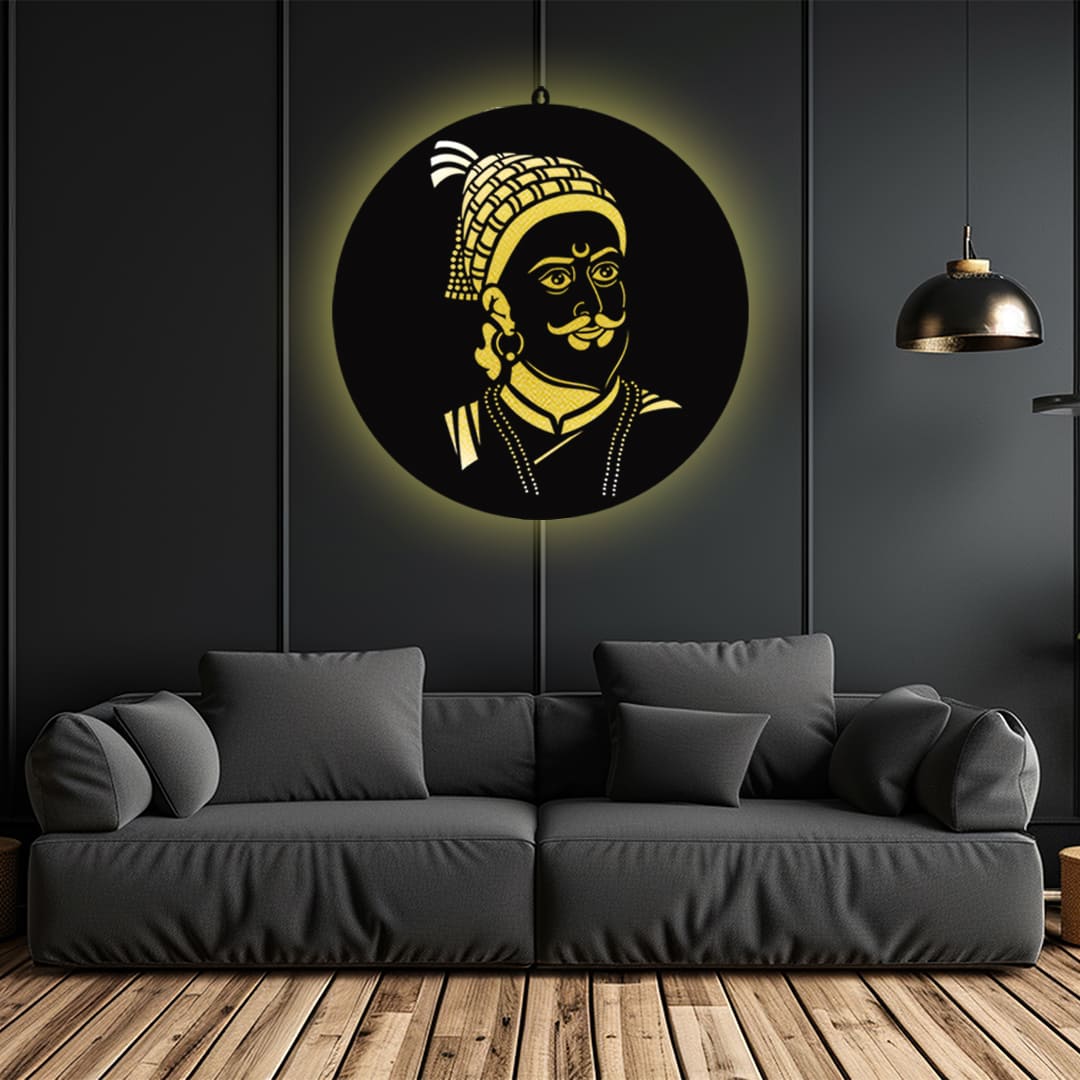 Shivaji Maharaj LED Wall Decor Light – Illuminate Legacy, Valor & Pride