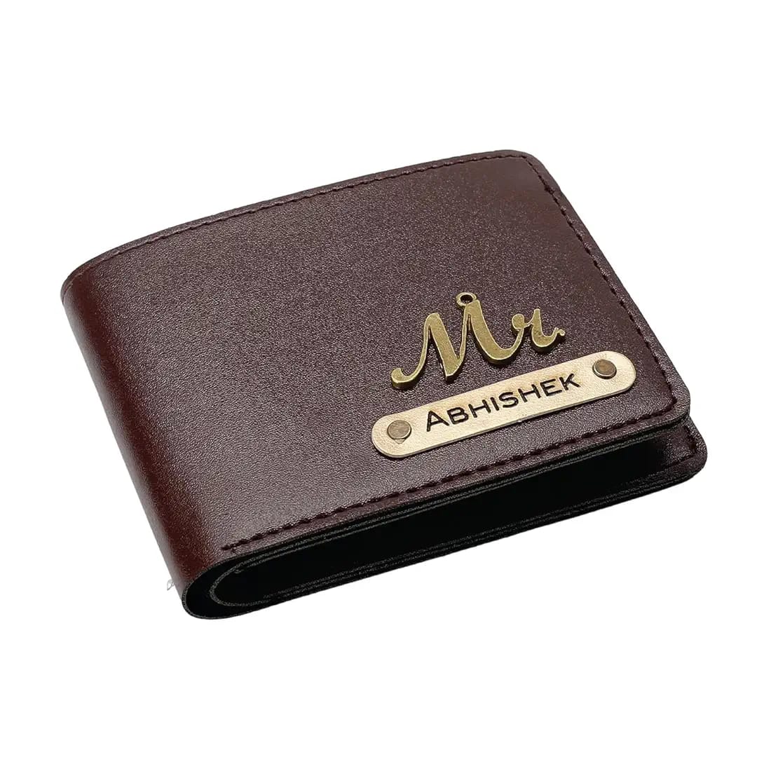 D1 Personalised Men Wallet with Name and Charm Badge