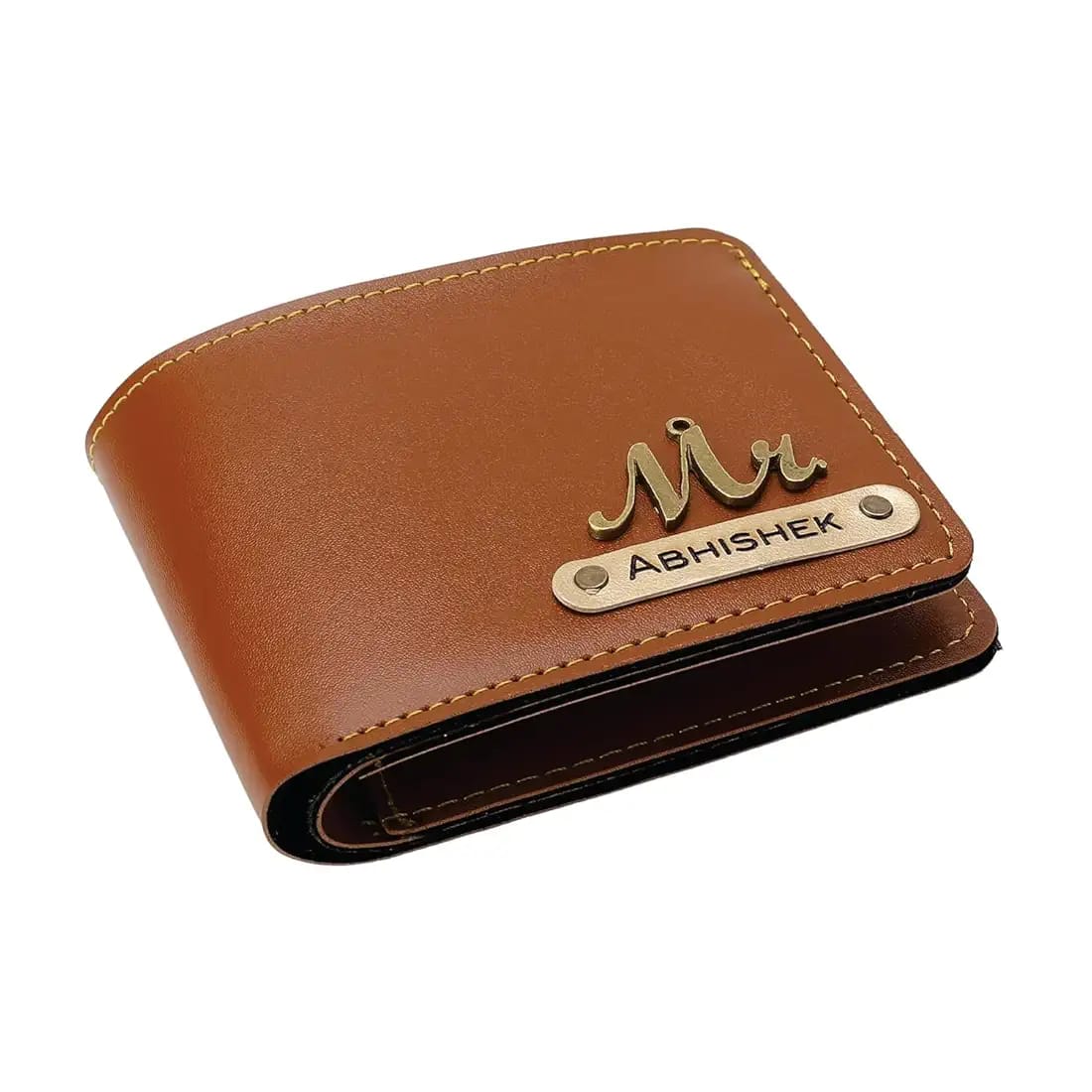 D1 Personalised Men Wallet with Name and Charm Badge