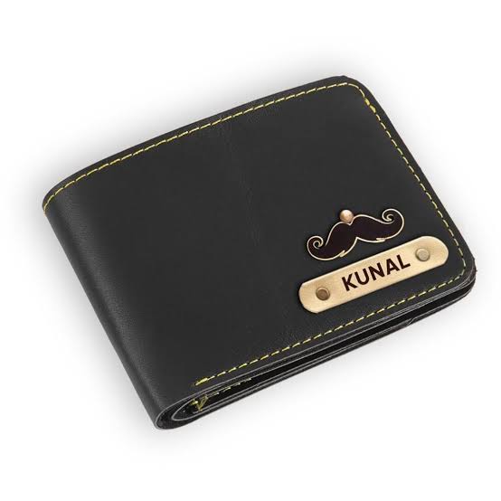 D1 Personalised Men Wallet with Name and Charm Badge