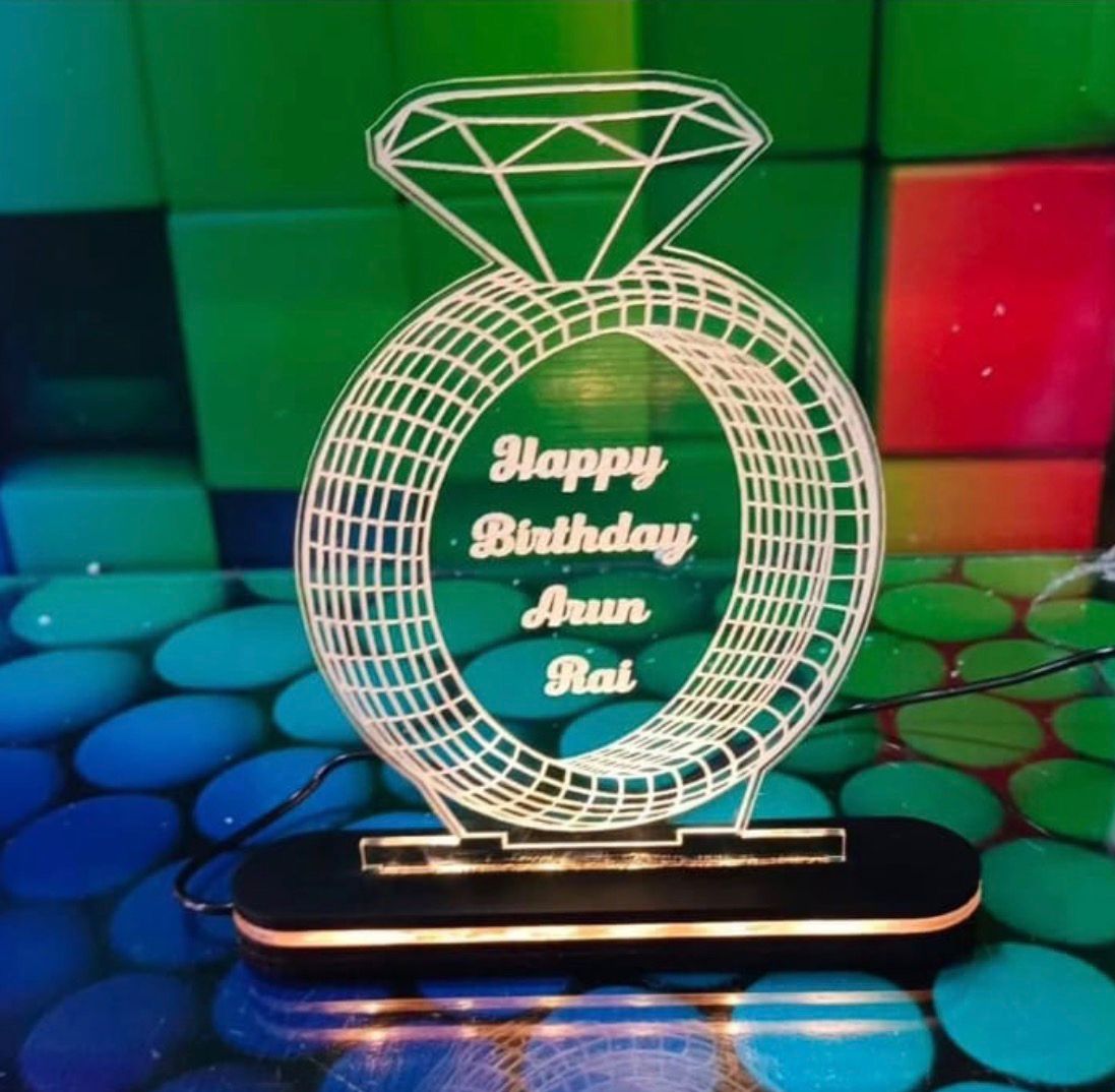 D2 Personalized Acrylic Diamond Illusion LED Lamp with Color-Changing Lights