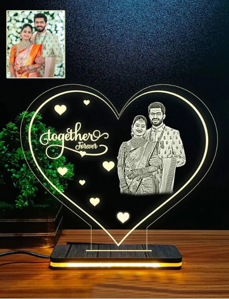 D3 Personalised 3D Heart illusion Lamp with photo