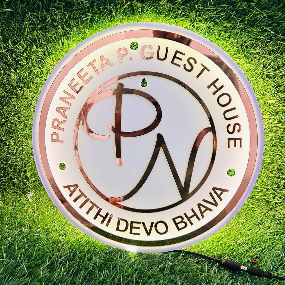 Business Logo in Round with LED Light