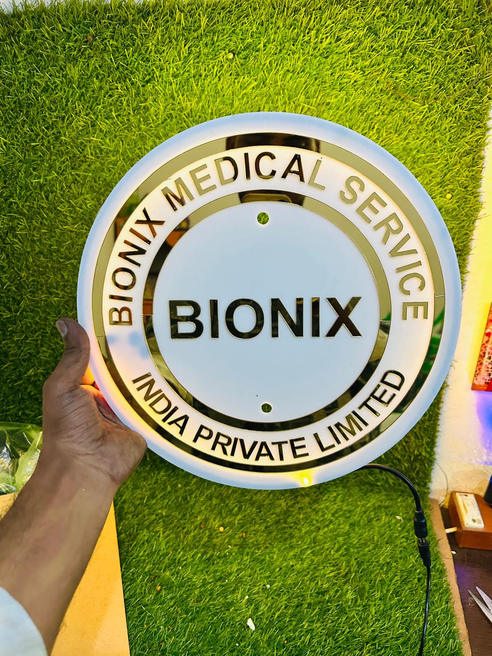 Business Logo in Round with LED Light
