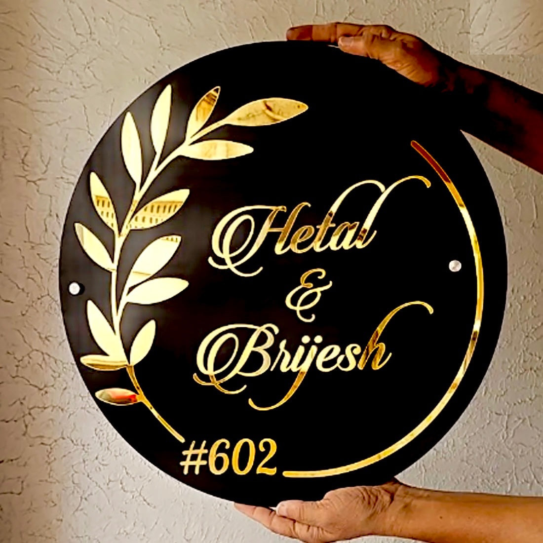 D2 Customized Acrylic Name Plate Black/White and Golden