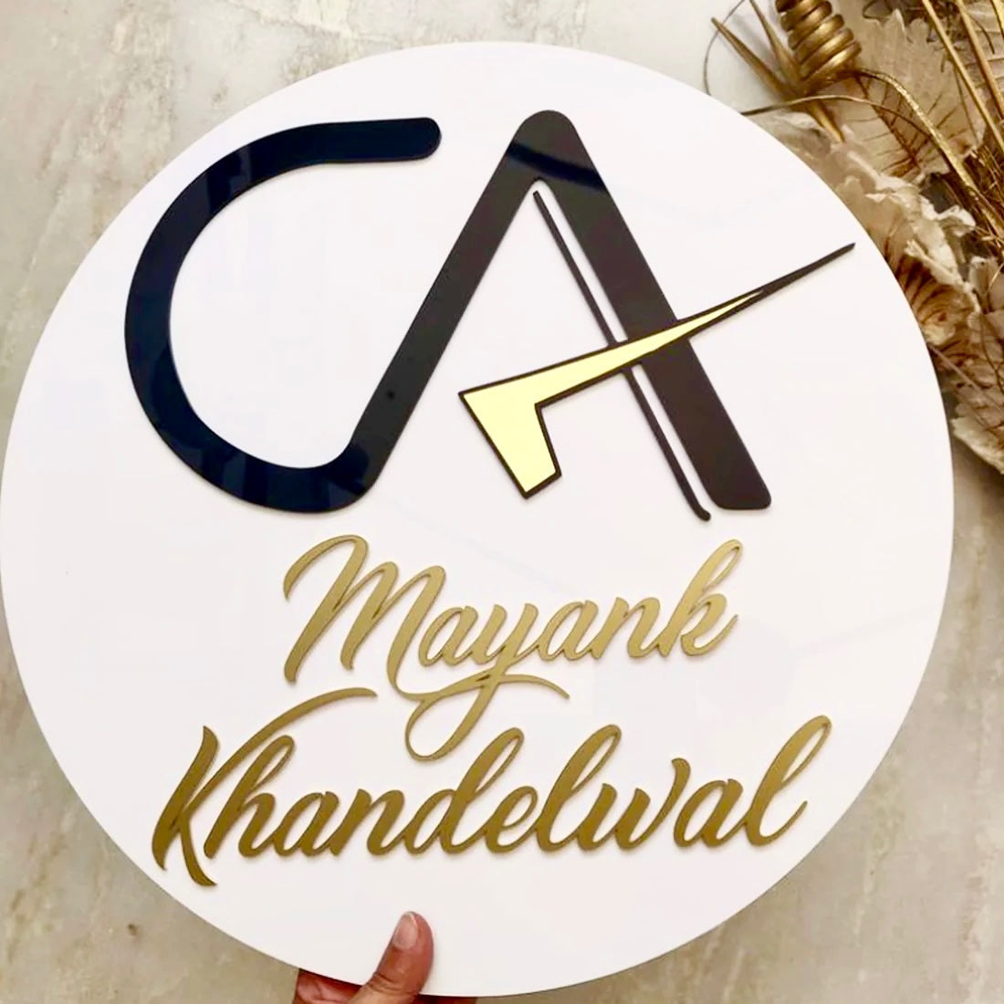 D2 Customized Acrylic Name Plate Black/White and Golden