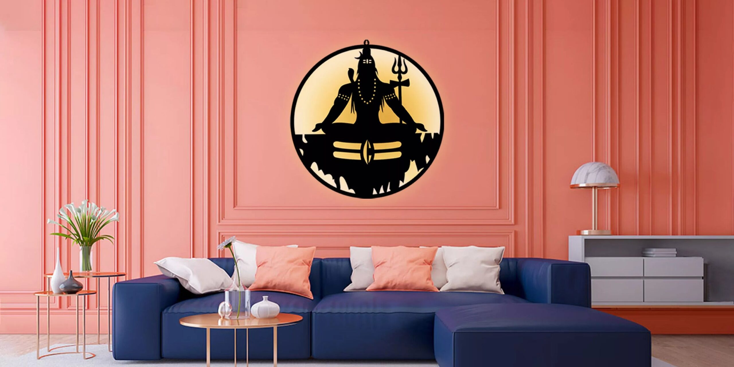 D2 Sitting Adiyogi-ShivJi LED Wall Decor Light-Divine Illumination for Your Space
