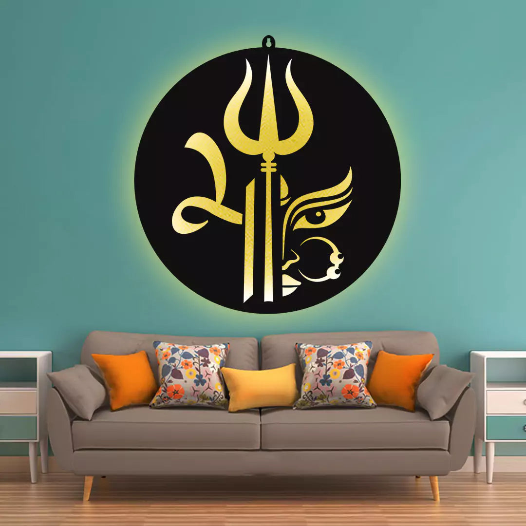 Maa Durga with Trishul LED Wall Decor Light – Radiate Divine Strength & Protection