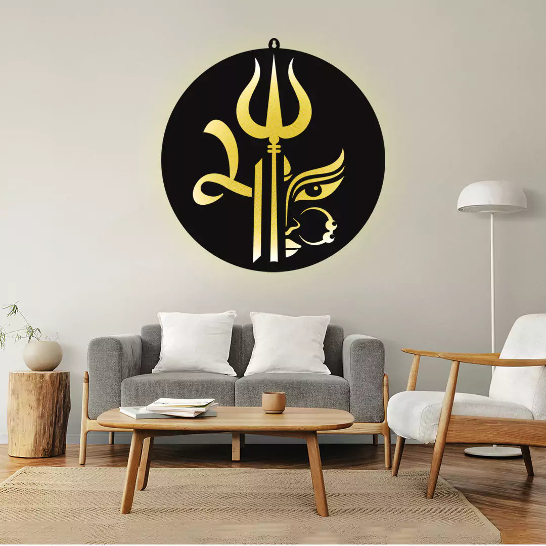 Maa Durga with Trishul LED Wall Decor Light – Radiate Divine Strength & Protection