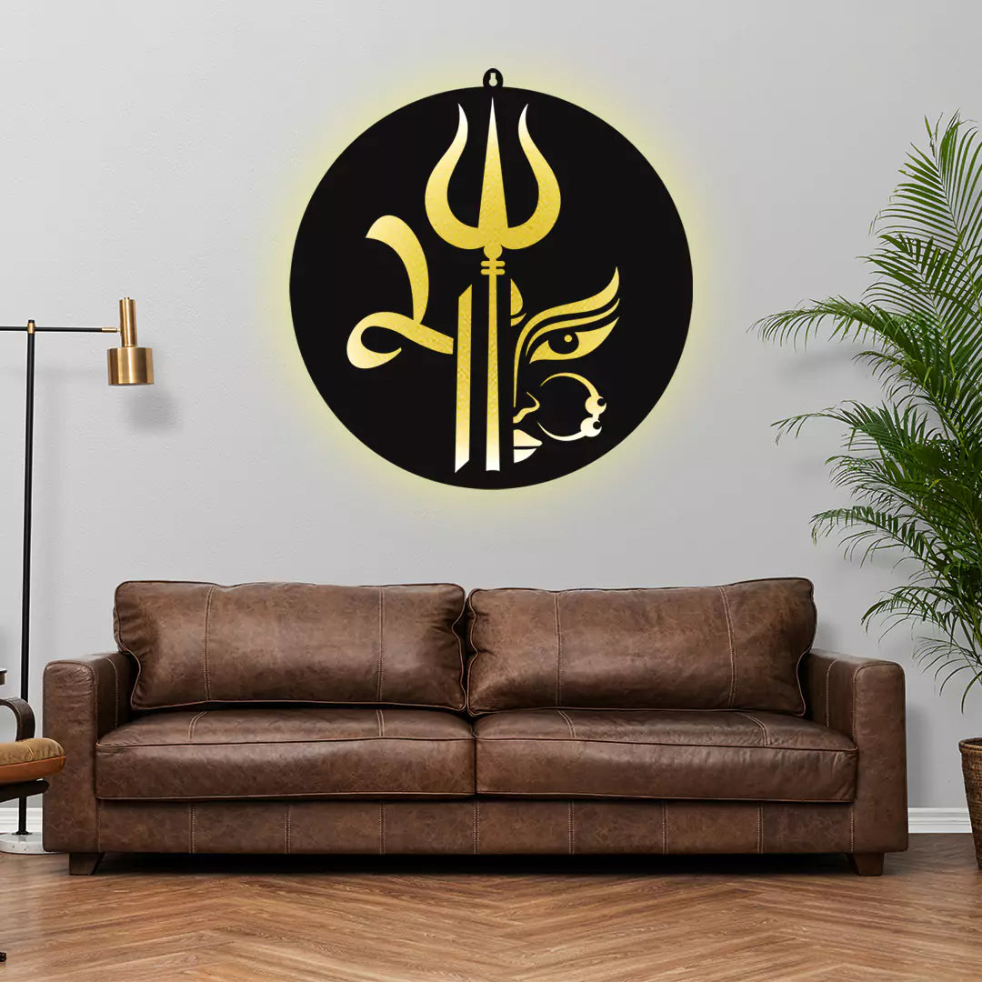 Maa Durga with Trishul LED Wall Decor Light – Radiate Divine Strength & Protection