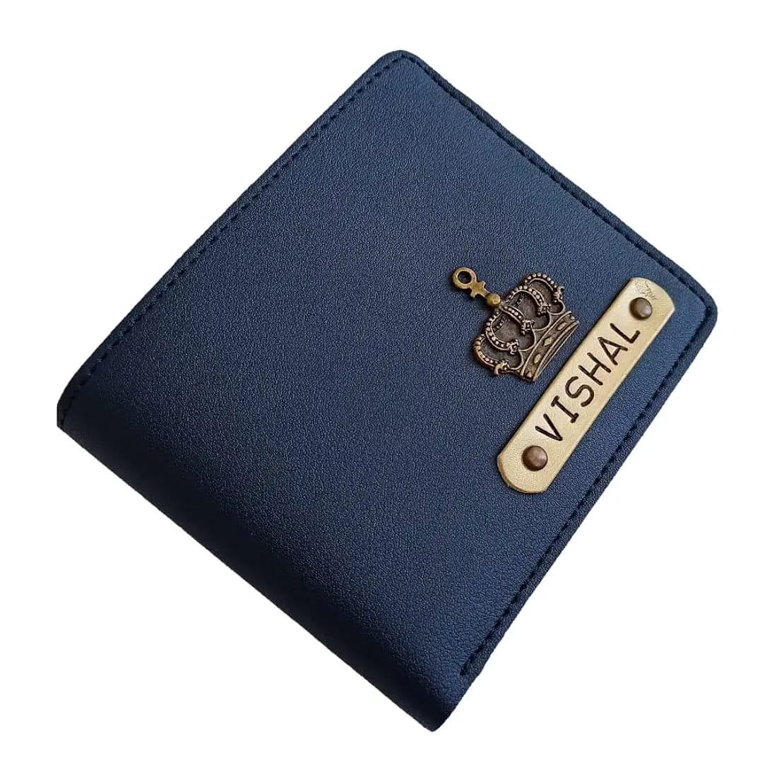 D1 Personalised Men Wallet with Name and Charm Badge