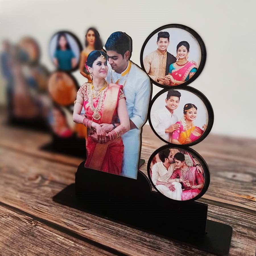 Customized Wooden Tabletop with 4 Photos
