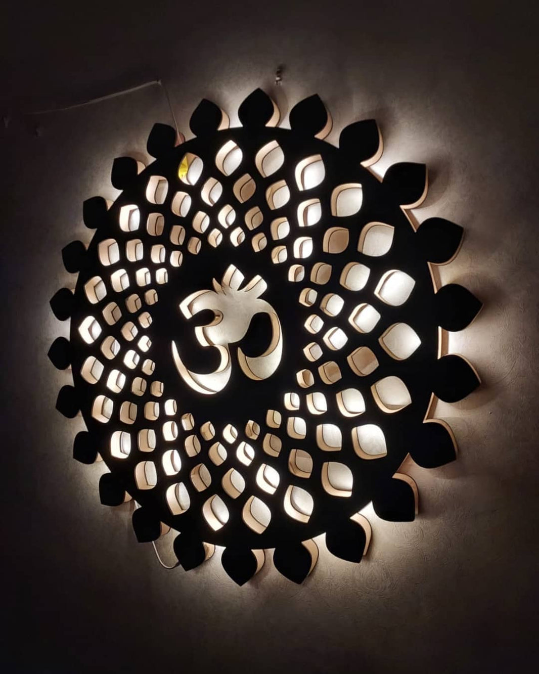 3D_logo_.CUSTOMIZE_MOST_PREMIUM_multicolored_3D_logo_FOR_HOME_BUSINESS_EVENTS.AVAILABLE_SIZES_--12x12_inches18x18_inchesAnd_more_on_demand.Features_Multicolored_RGB_Led_Wall_Light_Pow.jpg_5 D1 OM LED Wall Decor Light – Symbol of Peace & Cosmic Energy - Image 1